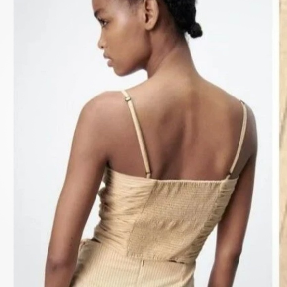 Zara Tan Pinstripes Sleeveless Crop Top Size Large - Picture 7 of 14